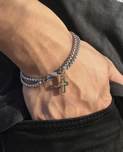 Steel Cross Bracelet