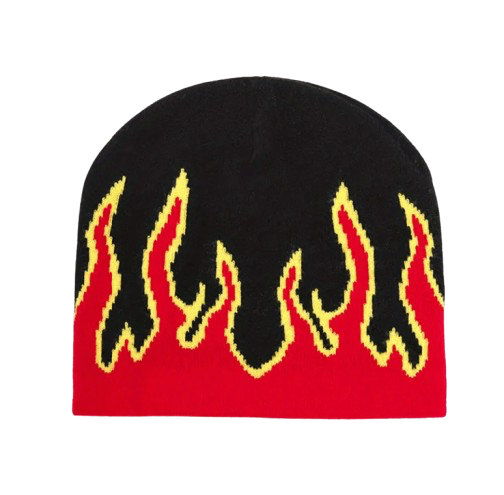 Red Y2K Flame Beanie