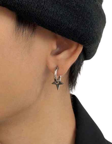 Silver Star Pendant Earrings