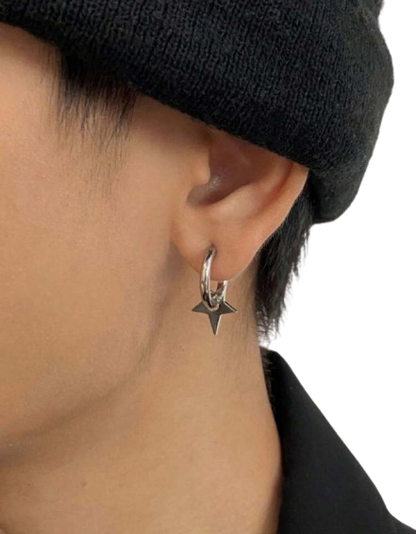 Silver Star Pendant Earrings