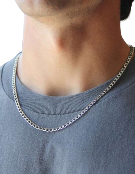 Silver 4mm Curb Chain Necklace