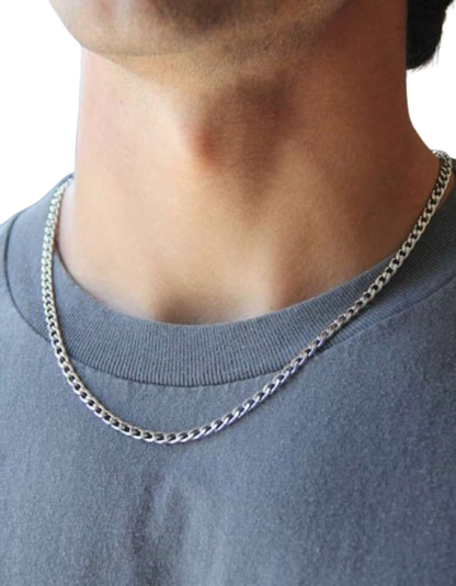 Silver 4mm Curb Chain Necklace