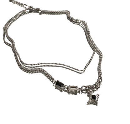 Hiphop style Clavicle Titanium Steel Double Layer Necklace