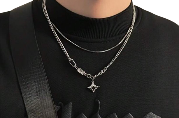 Hiphop style Clavicle Titanium Steel Double Layer Necklace